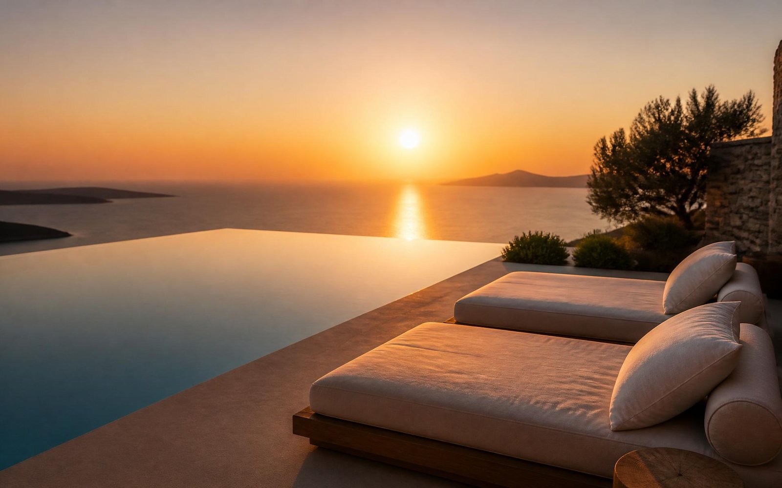 Infinity pool στο ηλιοβασίλεμα