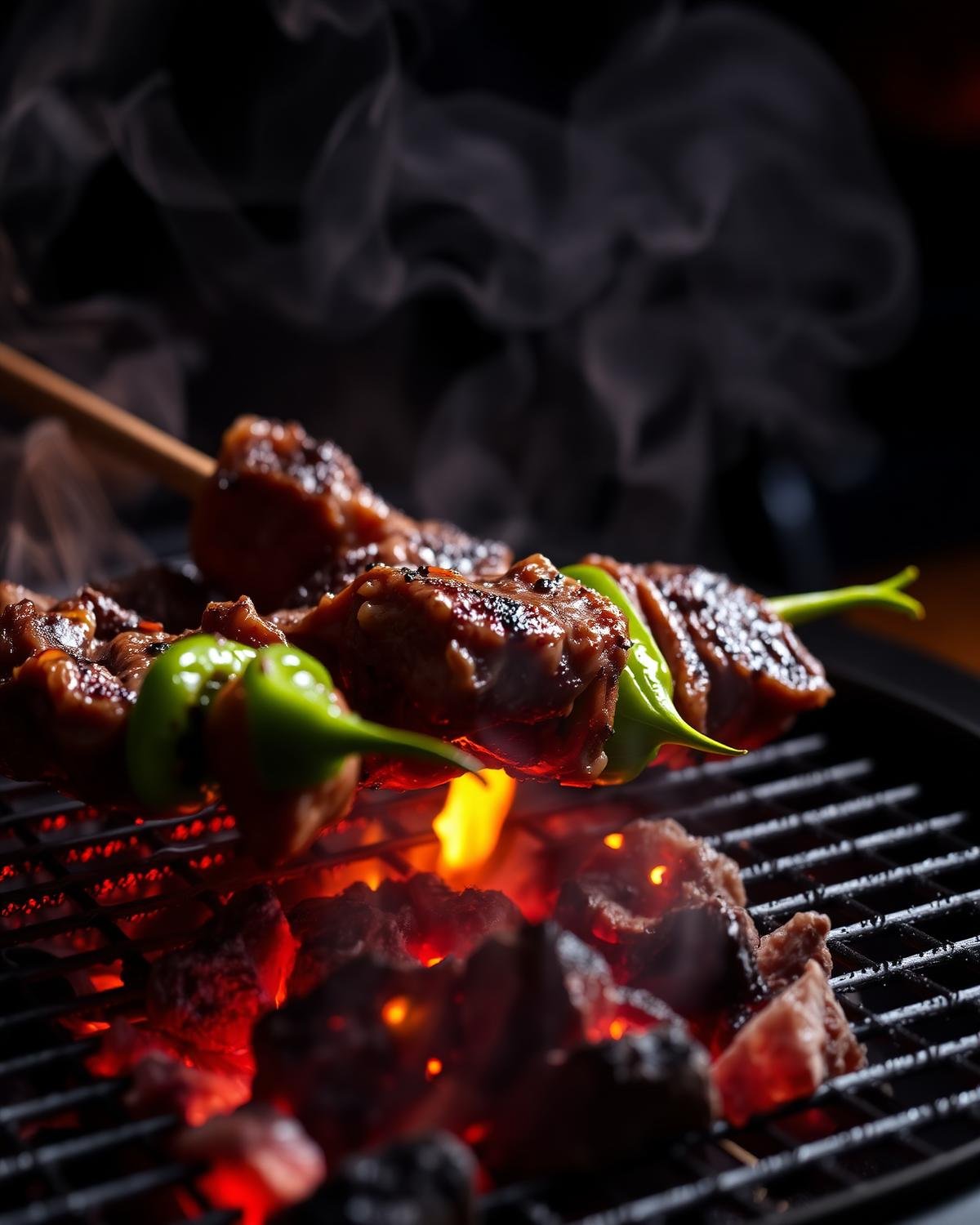 Wagyu σουβλάκι στα κάρβουνα